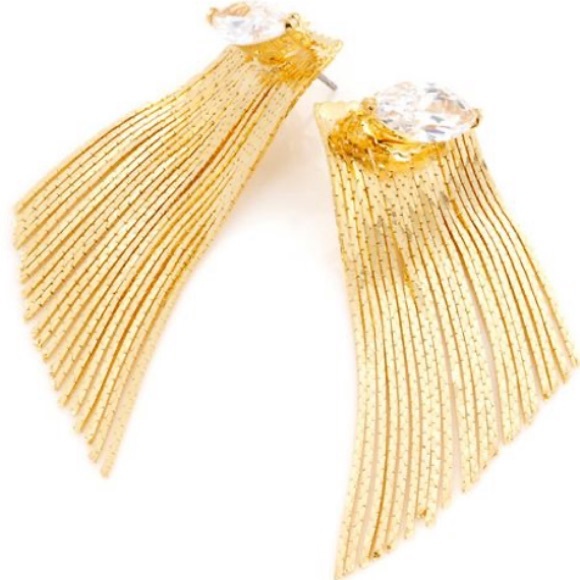 Gold plated tassels crystal earrings - Picture 3 of 6